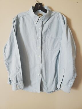 L.L. Bean Collared Button Down Powder Blue Shirt Women's Size Large Cotton Pure